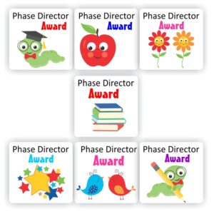 140 Teachers Reward Stickers – Phase Director -Bookworm, apple, Flowers