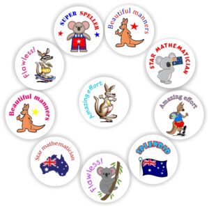 Kangaroo & Koala Reward Stickers — Sheet of 108