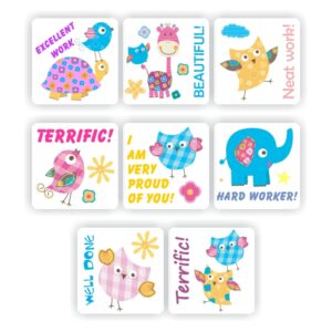 88 Teachers Reward Stickers – Cute Animals,Encouraging, Hard Worker, Excellent work! Beautiful, Terrific