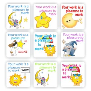 130 Teachers Reward Stickers – Star & Moon – Your work is a pleasure to mark