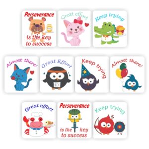 130 Teachers Reward Stickers – Animals: Keep trying, Almost there! Great effort