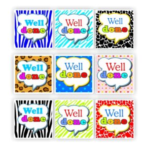 96 Teachers Reward Stickers – Well done ! Animal prints,patterns