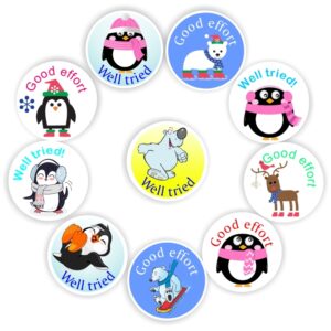 140 Teachers Reward Stickers – Polar bears & Penguins -Good effort and well tried