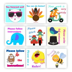 70 Teachers Stickers – Corrective : You can do better, Your work is very untidy