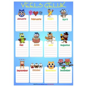 Poster Birthday Chart Afrikaans-Laminated & Re-usable