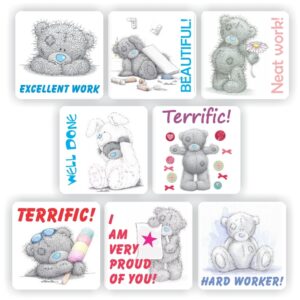 88 Teachers Reward Stickers – Teddy Bear-Excellent work, Beautiful