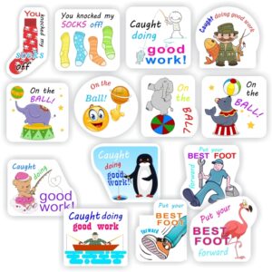 70 Teachers Reward Stickers – You knocked my socks off, Caught doing good work, Put your best foot forward, On the ball