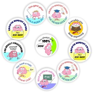 88 x Growth Mindset Stickers |Cartoon Brains playing golf, reading books-You gave your brain a workout
