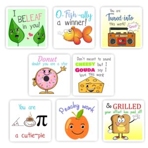 88 x -Teachers Reward stickers, Puns- I be-leaf in you! O-fish-ally a winner!