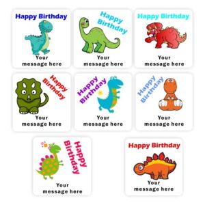 18 Happy Birthday stickers | Cute dinosaurs