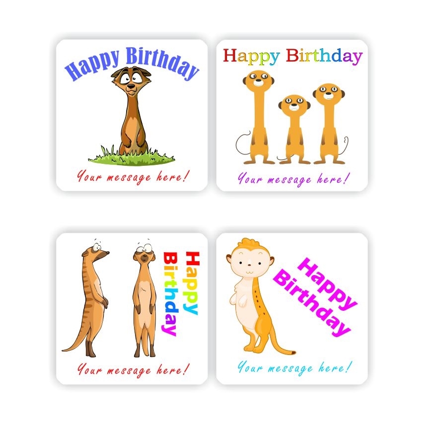 Birthday Stickers B0106 – Birthday stickers- with Meerkats