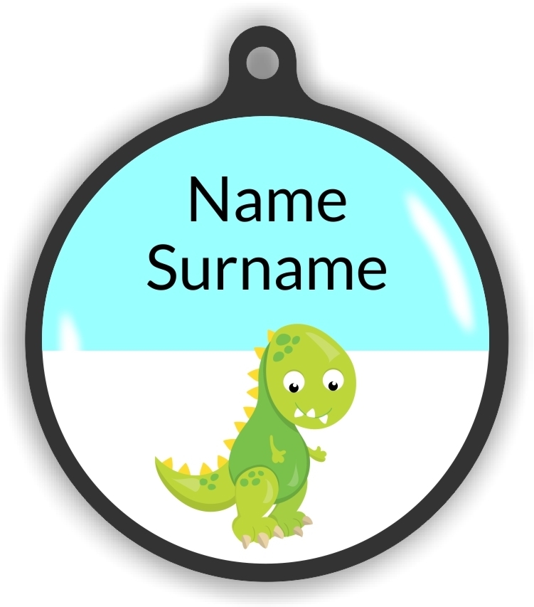5 Personalised Zipper Tags | Dinosaur