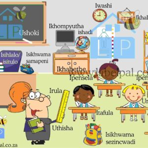 Isizulu Poster -The Classroom-with vocabulary for various parts of the classroom