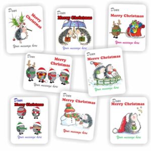 Christmas Hedgehog Message Stickers | Sledging, Sleighs & Snowmen : Dear… Merry Christmas