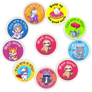 128 Teachers Reward Stickers -Cute sloths, unicorns, cats- Well done, you are a star