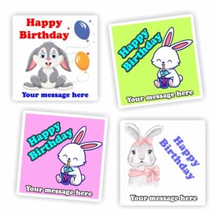 40 Happy Birthday stickers | Rabbits