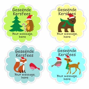 Afrikaans Kersfees Plakkers | Krimpvarkie, Beer, Jakkals, Rooiborsie & Takbokkie : Geseënde Kersfees