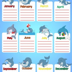 Poster Birthday Chart Afrikaans-Laminated & Re-usable, Dolphin themed