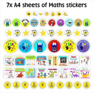 1086 x Maths Stickers Bundle -SAVE 32% | 7 sheets -stickers (A4 pages)