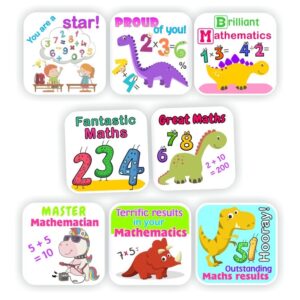 88 Maths Stickers | Dinosaurs, Rocking Unicorn & Numbers : Proud of you!