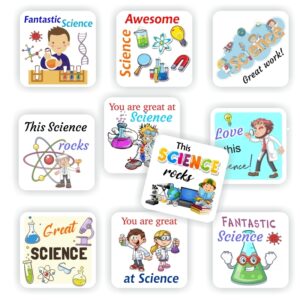 140 Stickers | Science : Scientist, lab, microscope, beakers & atoms