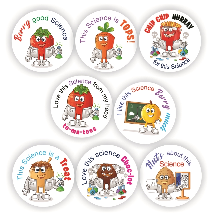 School Subject Stickers P0080 – 88 Sciences Stickers, with food