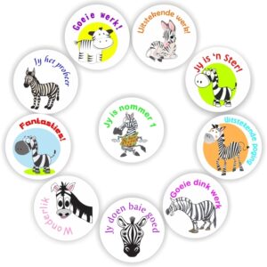 140 Afrikaans Stickers | Zebras : Jy is nommer 1, Jy het probeer,