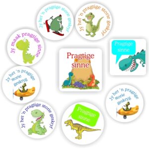 80 Afrikaans Stickers | Dinosaurs : Pragtige sinne