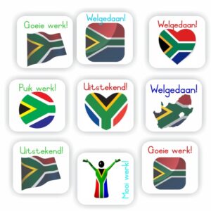 140 Afrikaans Stickers | South African Flag, Welgedaan