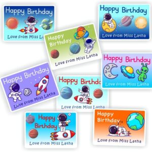 32 Happy Birthday stickers | Space ships, astronauts, planets