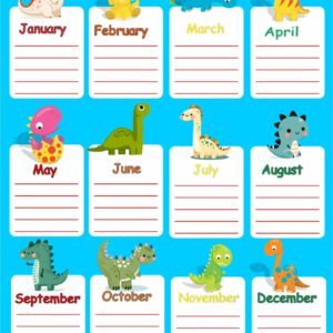 Poster- Birthday Chart-Bees, Laminated & Re-usable- Dinosaur Themed