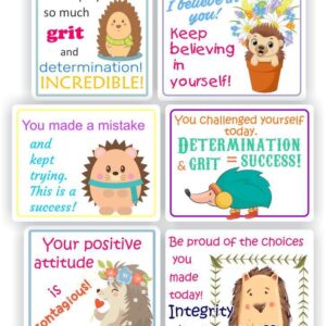 60 Growth Mindset stickers| Hedgehogs, Your positive attitude is contagious, You displayed so much grit