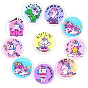 120 Teachers Reward Stickers -Unicorn singing,dancing, Keep trying