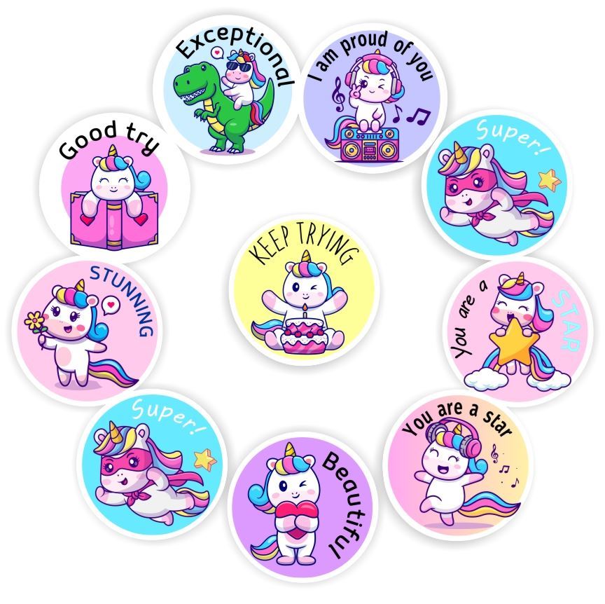 Teacher Reward Stickers S0312 – 120 Stickers- Unicorn Stickers, Super