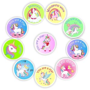 108 Teachers Reward Stickers -Unicorns & Rainbows, Pastel colours- You are a star!