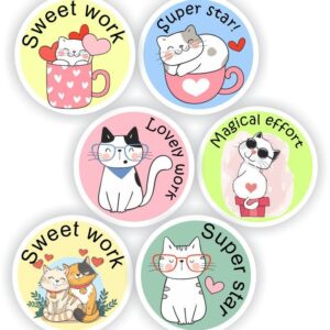 63 Teachers Reward Stickers Large-Kittens, Magical effort, Super star