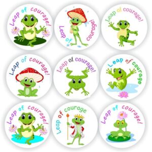 105 Teachers Reward Stickers -Frogs & Lilly pad, Leap of courage