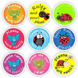 140 Teachers Reward Stickers -Ladybugs, birds- Please work neatly, Use your ruler