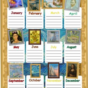 Poster Birthday Chart-Laminated & re-usable, Art theme