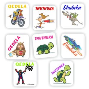 Zulu Stickers | Racing Cars, Tortoises & Motocross : Qedela, Thuthuka, Qhubeka
