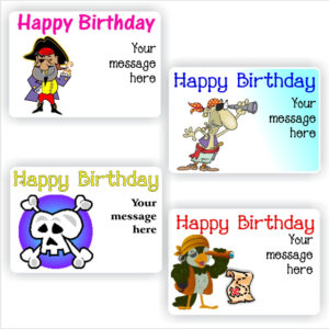 32 Happy Birthday stickers | Pirates & Skulls