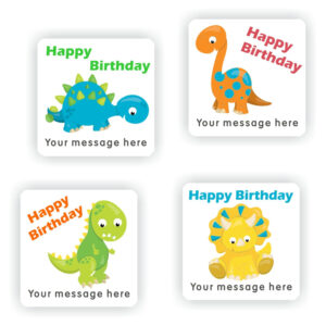 48 Happy Birthday stickers | Dinosaurs
