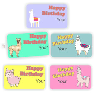 55 Happy Birthday stickers | Llamas, colourful