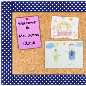 Classroom Borders — Navy & White Polka Dots