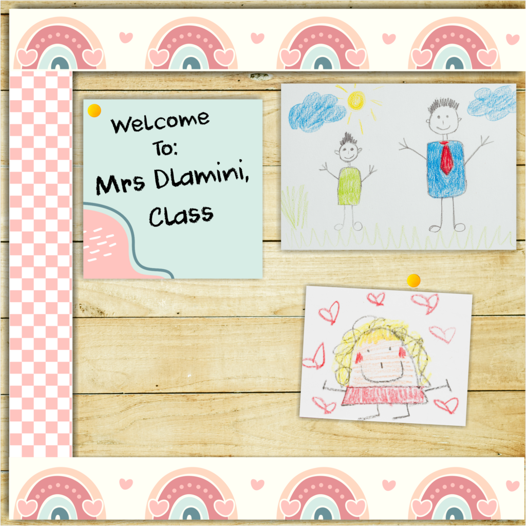 Classroom Borders  | Pastel Rainbows and Checkered Pattern. size 60 mm high x 650mm strips. Sold in sets of 16. Set is 10,4 metres long. Printed onto a durable, waterproof material. Product wont distort or absorb moisture. (Copy)