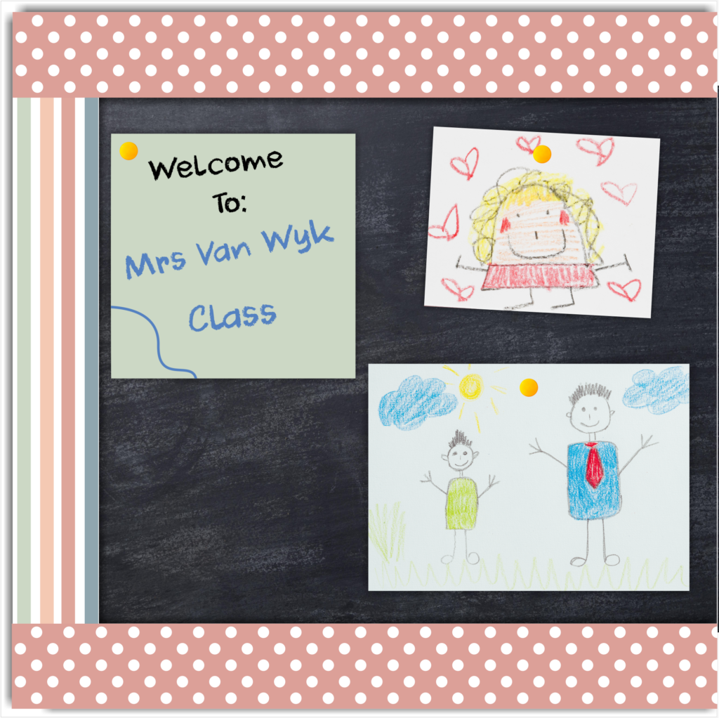 Classroom Borders  | Pastels, Polka dots and Stripes size 60 mm high x 650mm strips. Sold in sets of 16. Set is 10,4 metres long. Printed onto a durable, waterproof material. Product wont distort or absorb moisture. (Copy) (Copy) (Copy)