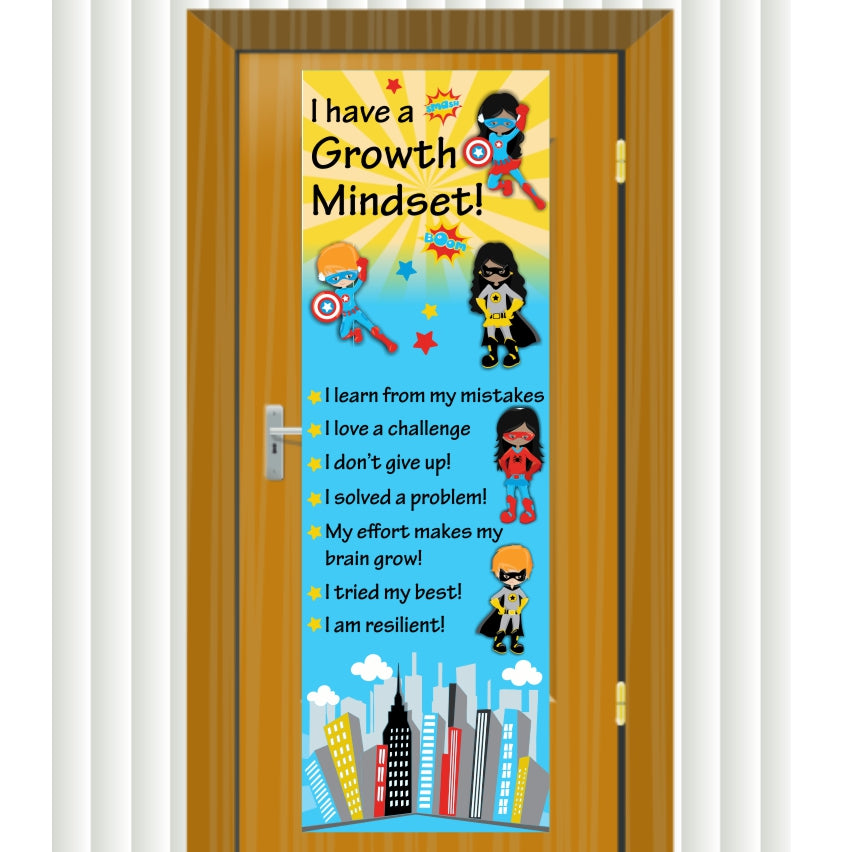 PVC Door Banner | Super Heros: I have a Growth Mindset. I learn from my mistakes
