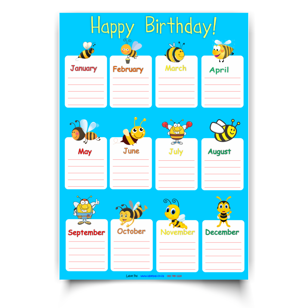 Poster | Happy Birthday, Chart Laminated: Bees