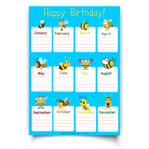 Poster | Happy Birthday, Chart Laminated: Bees