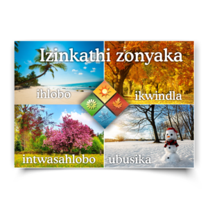 Isi-Zulu Poster |Izinkathi zonyaka .4 Seasons. Ikwindla, ubusika, intwasahlobo, ihlobo